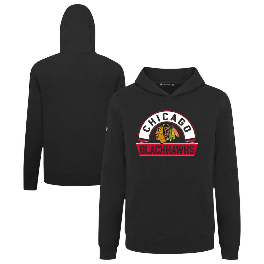 Chicago Blackhawks Levelwear Youth Podium Banner Arch Pullover Hoodie Black