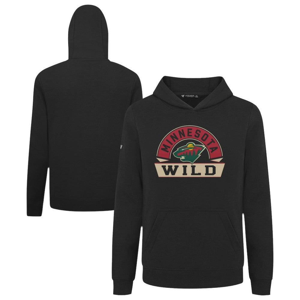 Minnesota Wild Levelwear Youth Podium Banner Arch Pullover Hoodie Black