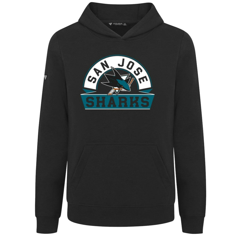 San Jose Sharks Levelwear Youth Podium Banner Arch Pullover Hoodie Black