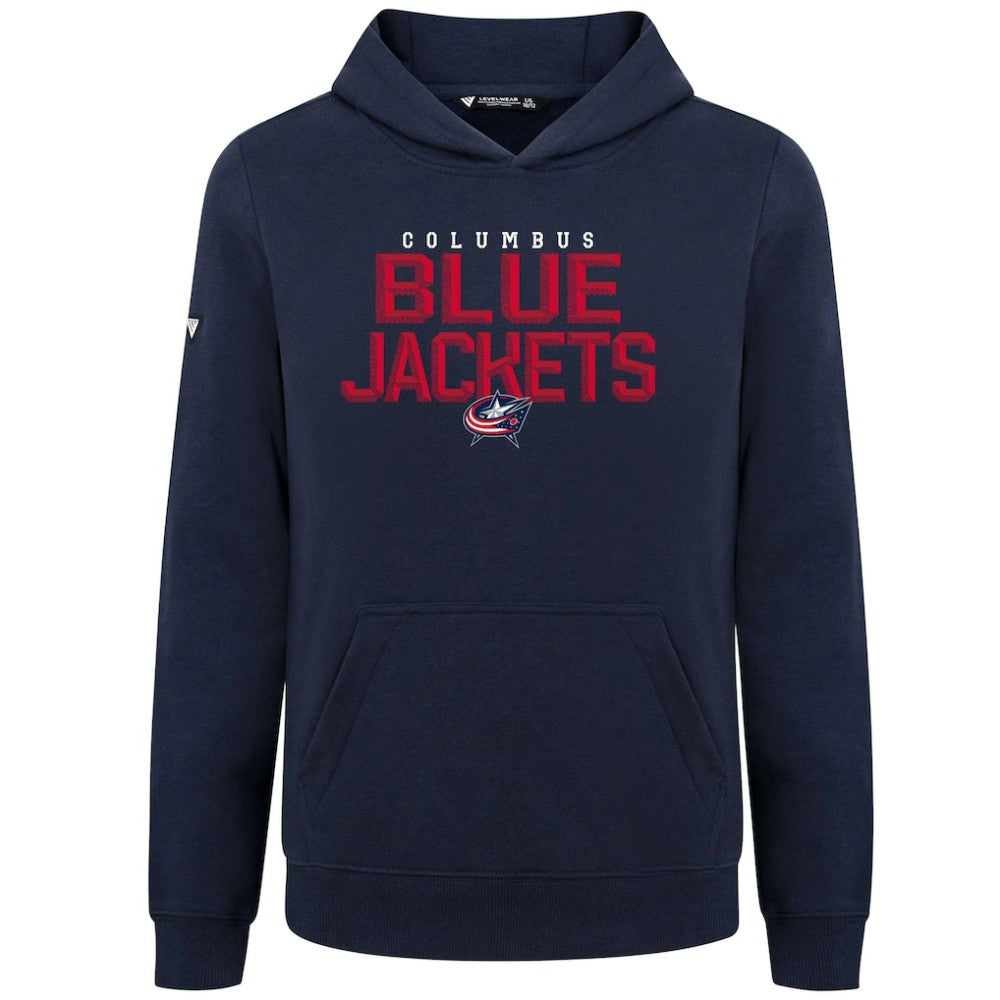 Columbus Blue Jackets Levelwear Youth Podium Carve Pullover Hoodie Navy
