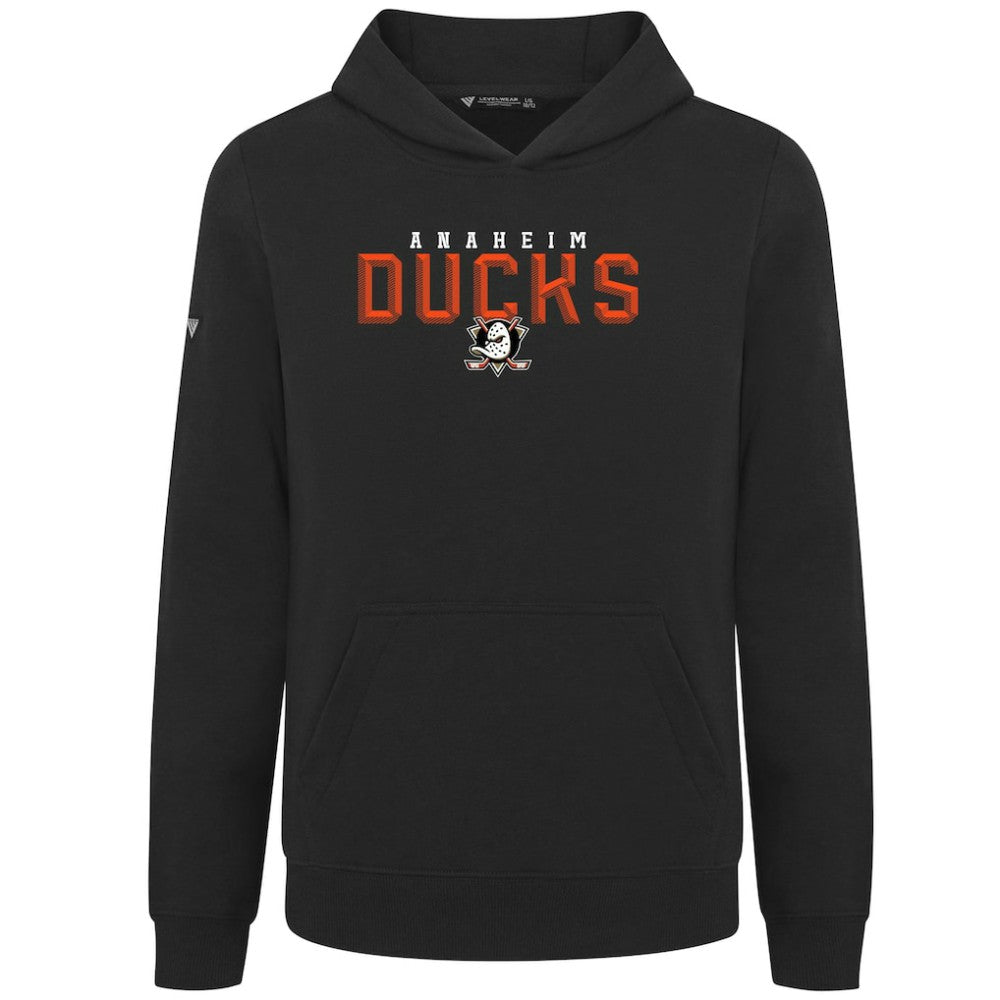Anaheim Ducks Levelwear Youth Podium Carve Pullover Hoodie Black