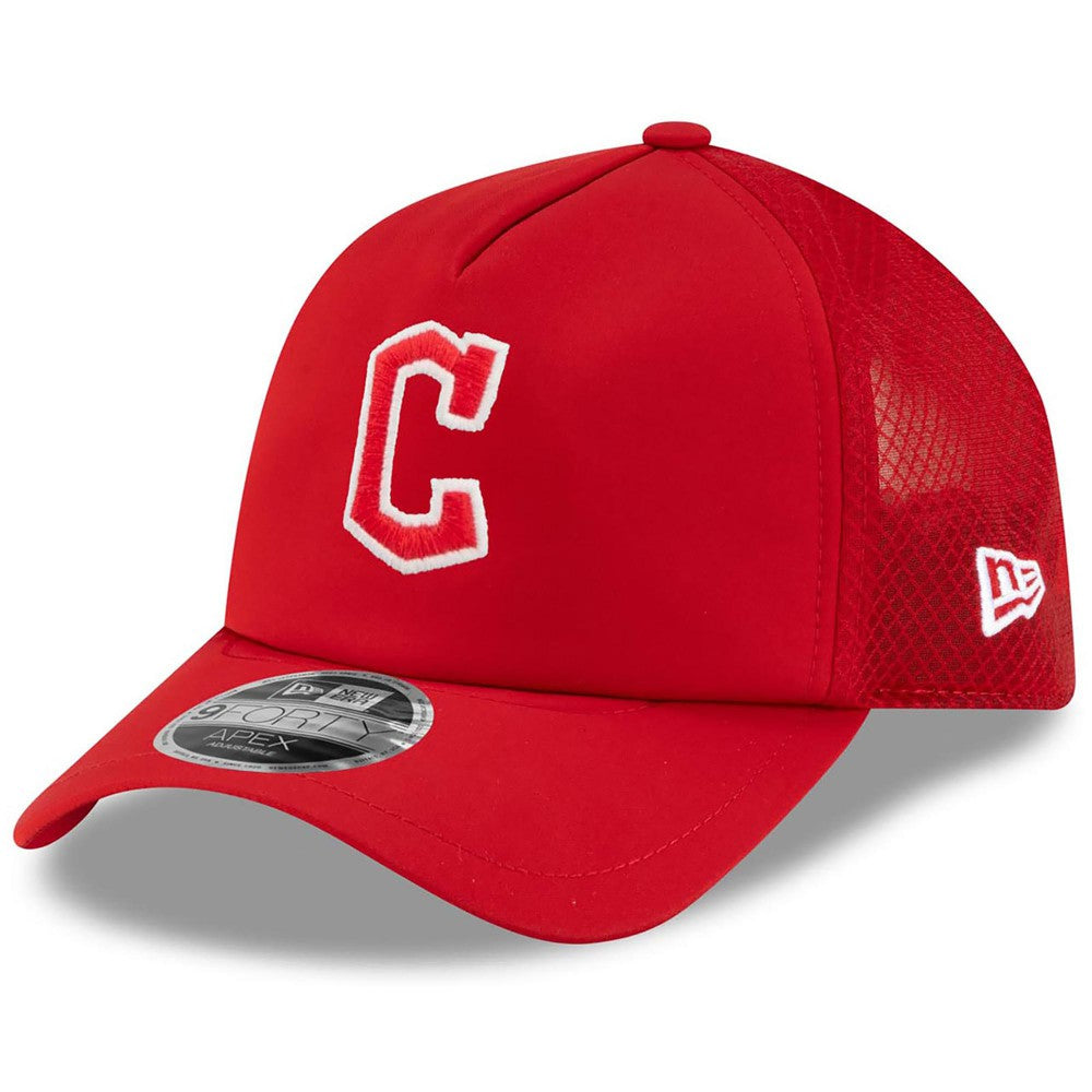 Cleveland Guardians 2026 Batting Practice Apex 9FORTY Adjustable Trucker Hat Red | New Era