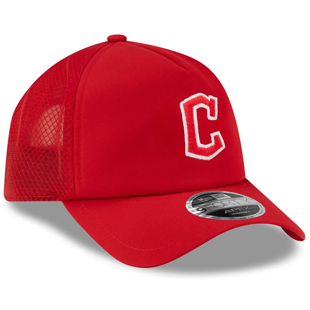 Cleveland Guardians 2026 Batting Practice Apex 9FORTY Adjustable Trucker Hat Red | New Era