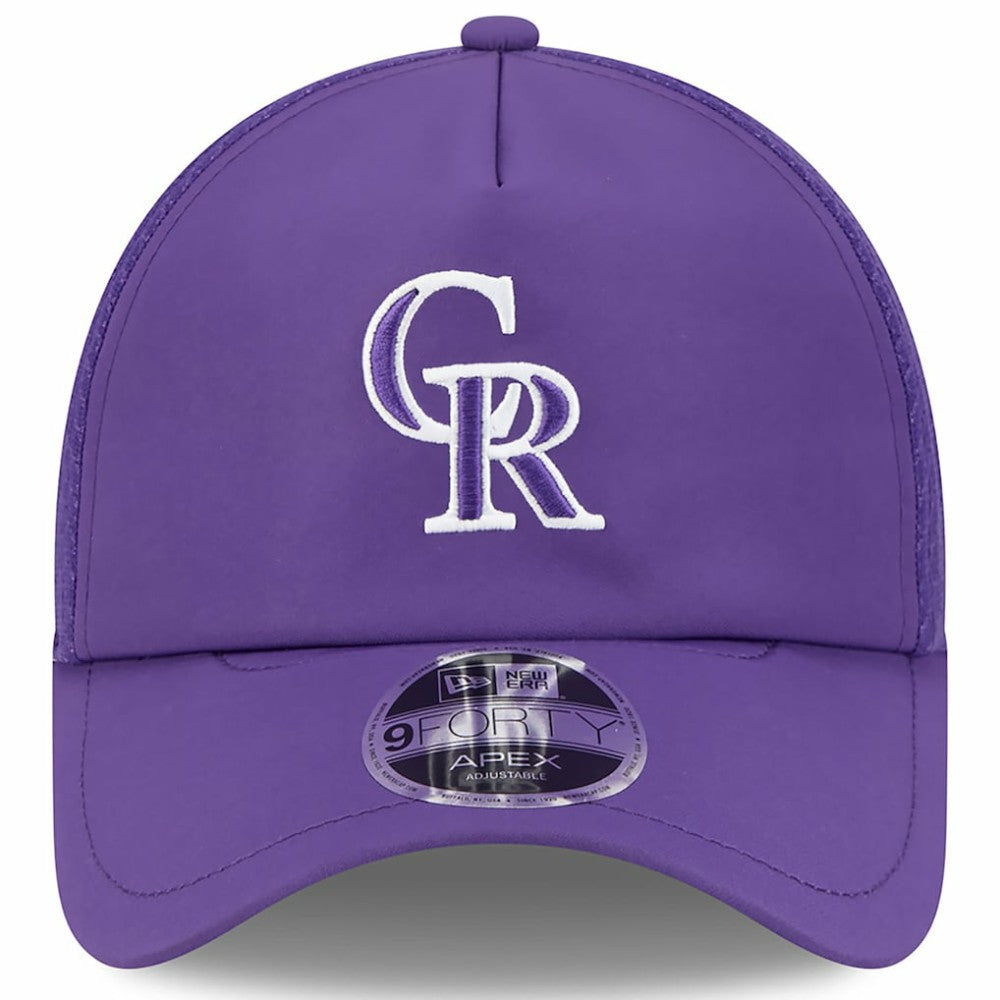 Colorado Rockies 2026 Batting Practice Apex 9FORTY Adjustable Trucker Hat Purple | New Era