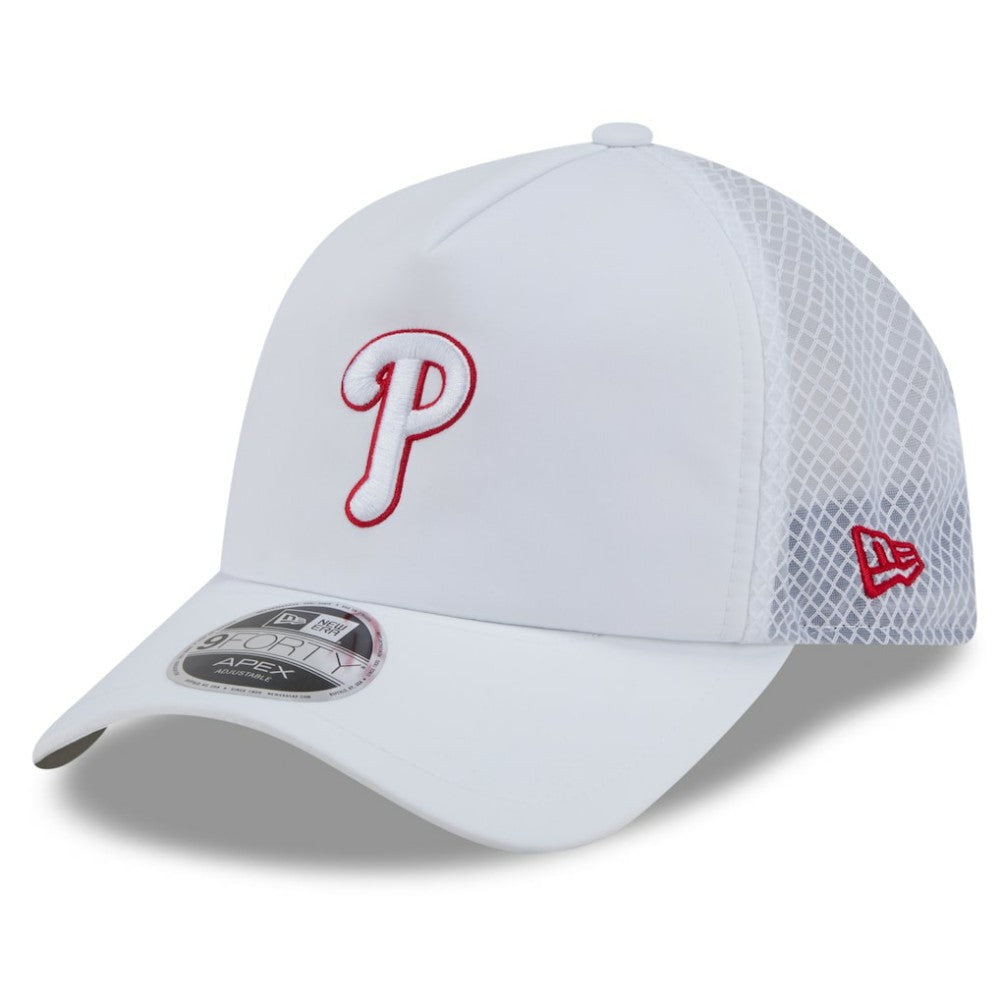 Philadelphia Phillies 2026 Batting Practice Apex 9FORTY Adjustable Trucker Hat White | New Era