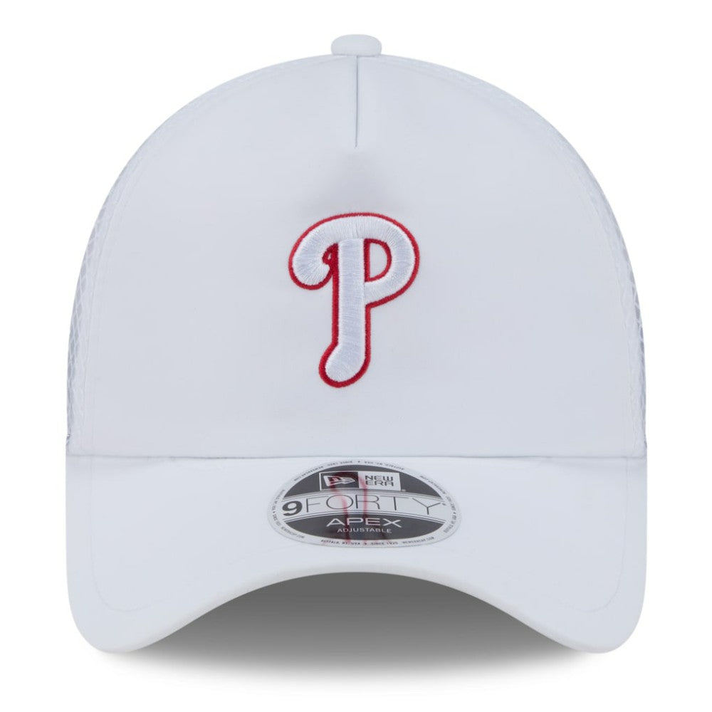 Philadelphia Phillies 2026 Batting Practice Apex 9FORTY Adjustable Trucker Hat White | New Era
