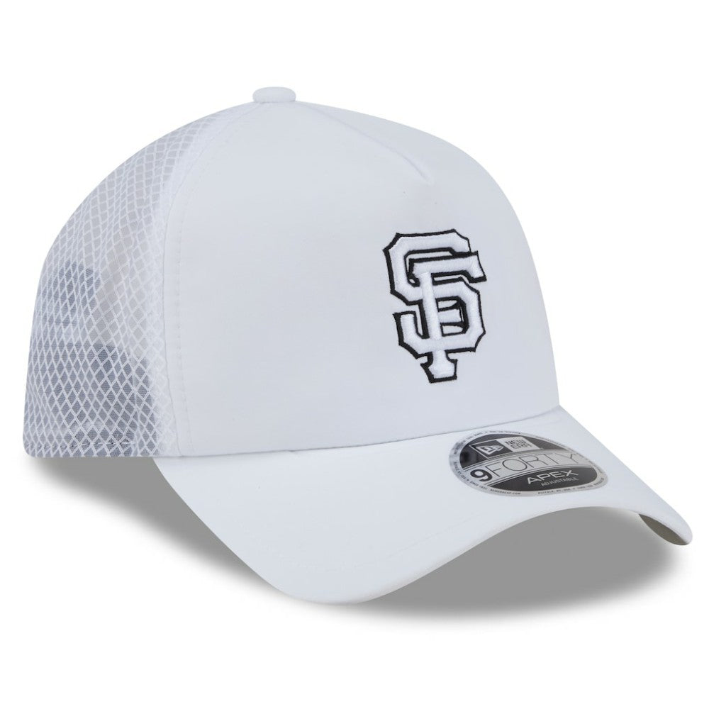 San Francisco Giants 2026 Batting Practice Apex 9FORTY Adjustable Trucker Hat White | New Era