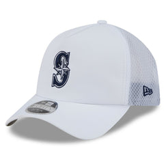 Seattle Mariners 2026 Batting Practice Apex 9FORTY Adjustable Trucker Hat White | New Era