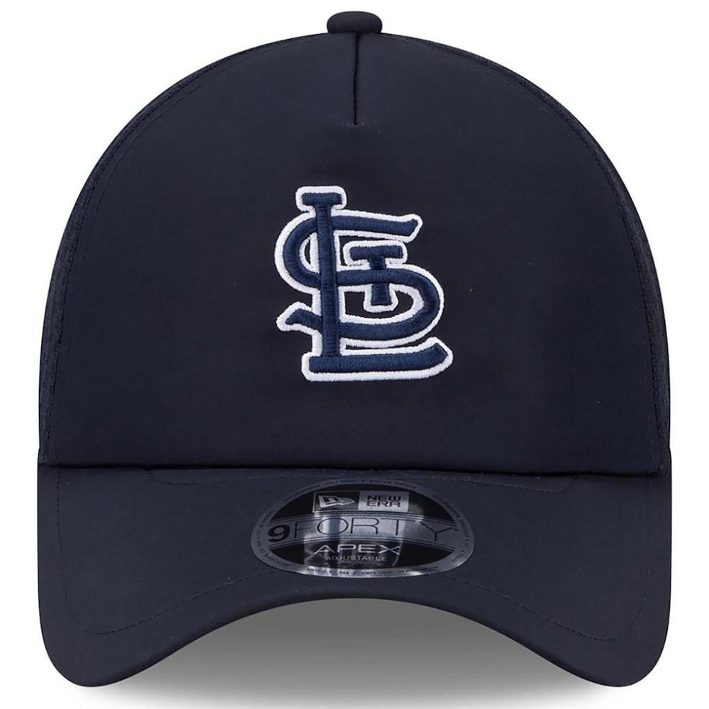 St. Louis Cardinals 2026 Batting Practice Apex 9FORTY Adjustable Trucker Hat Navy | New Era