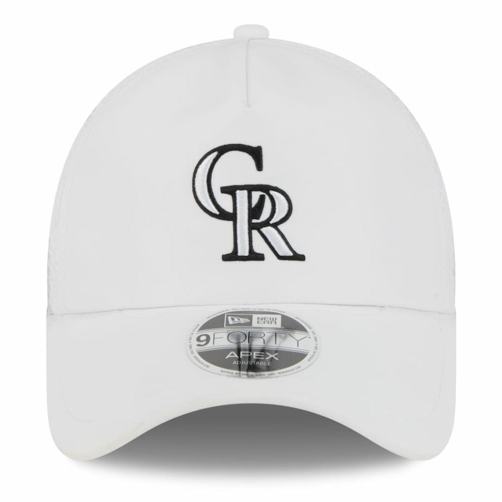 Colorado Rockies 2026 Batting Practice Apex 9FORTY Adjustable Trucker Hat White | New Era