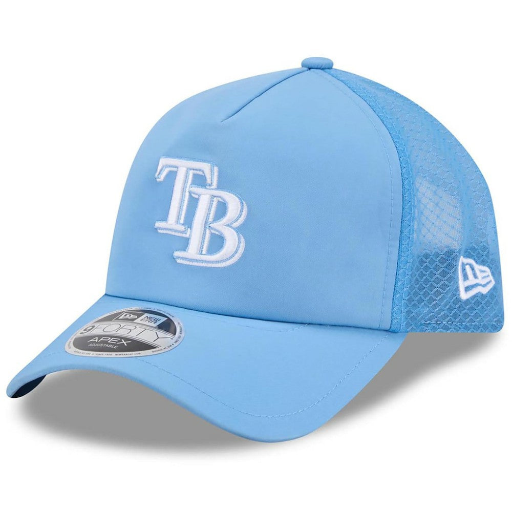 Tampa Bay Rays 2026 Batting Practice Apex 9FORTY Adjustable Trucker Hat Light Blue | New Era