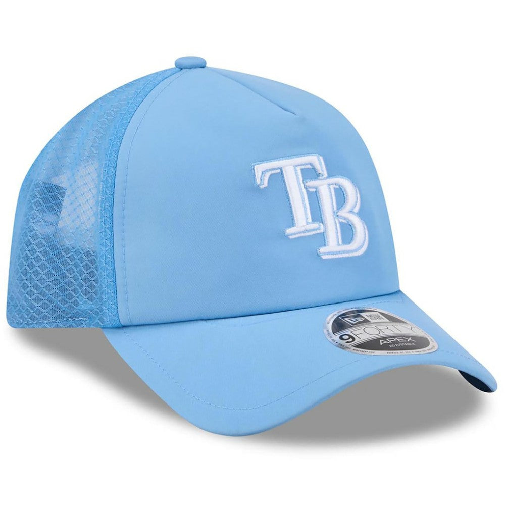 Tampa Bay Rays 2026 Batting Practice Apex 9FORTY Adjustable Trucker Hat Light Blue | New Era