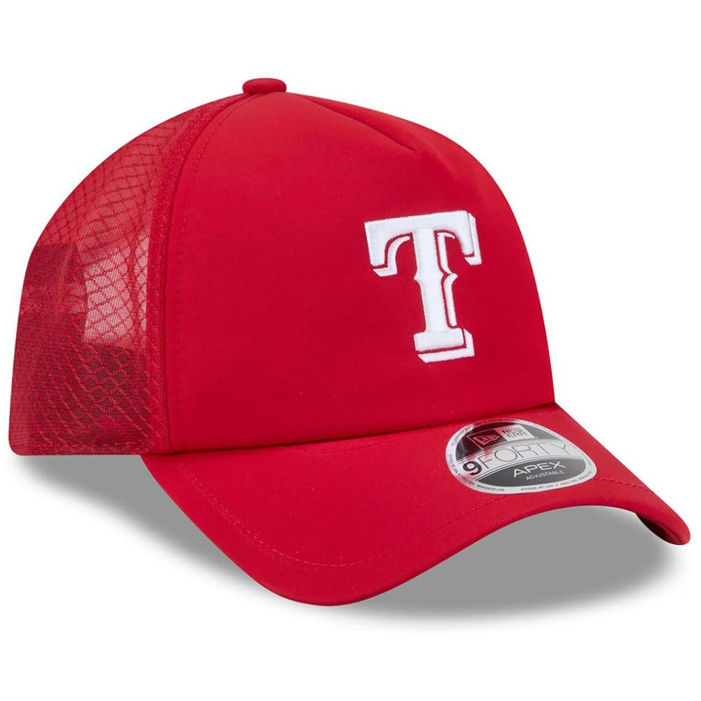 Texas Rangers 2026 Batting Practice Apex 9FORTY Adjustable Trucker Hat Red | New Era