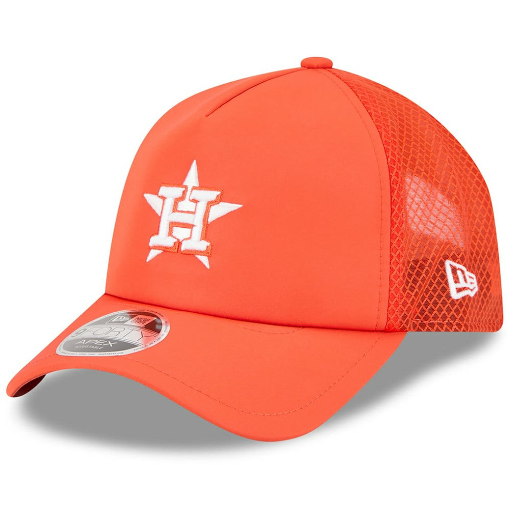 Houston Astros 2026 Batting Practice Apex 9FORTY Adjustable Trucker Hat Orange | New Era