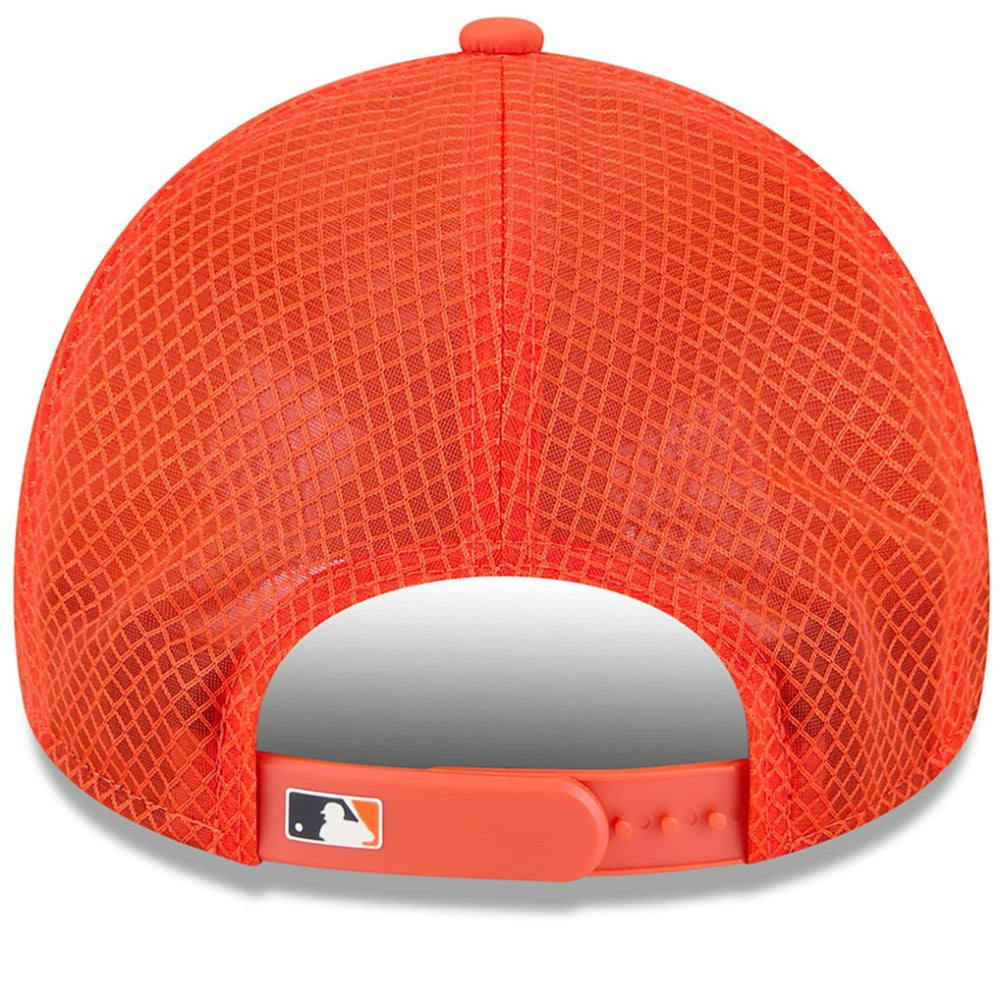 Houston Astros 2026 Batting Practice Apex 9FORTY Adjustable Trucker Hat Orange | New Era