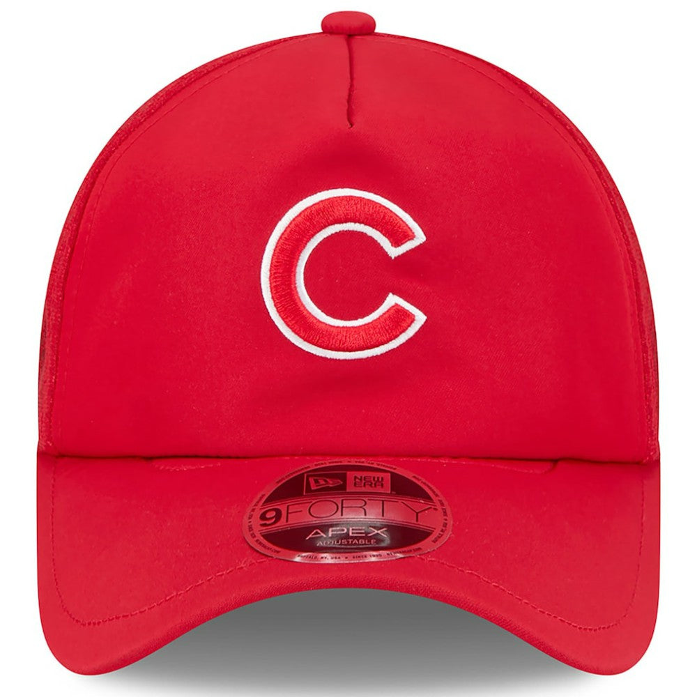 Chicago Cubs 2026 Batting Practice Apex 9FORTY Adjustable Trucker Hat Red | New Era