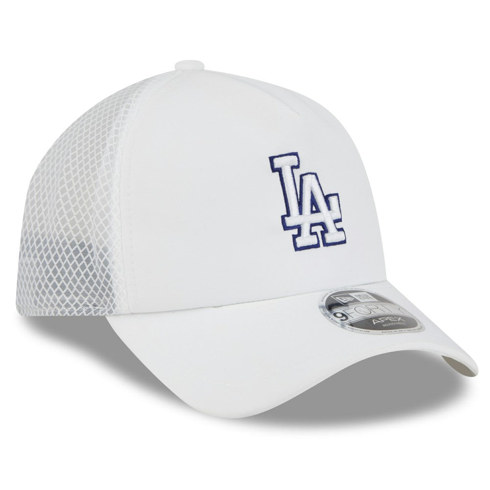 Los Angeles Dodgers 2026 Batting Practice Apex 9FORTY Adjustable Trucker Hat White | New Era