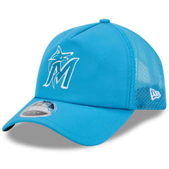 Miami Marlins 2026 Batting Practice Apex 9FORTY Adjustable Trucker Hat Blue | New Era