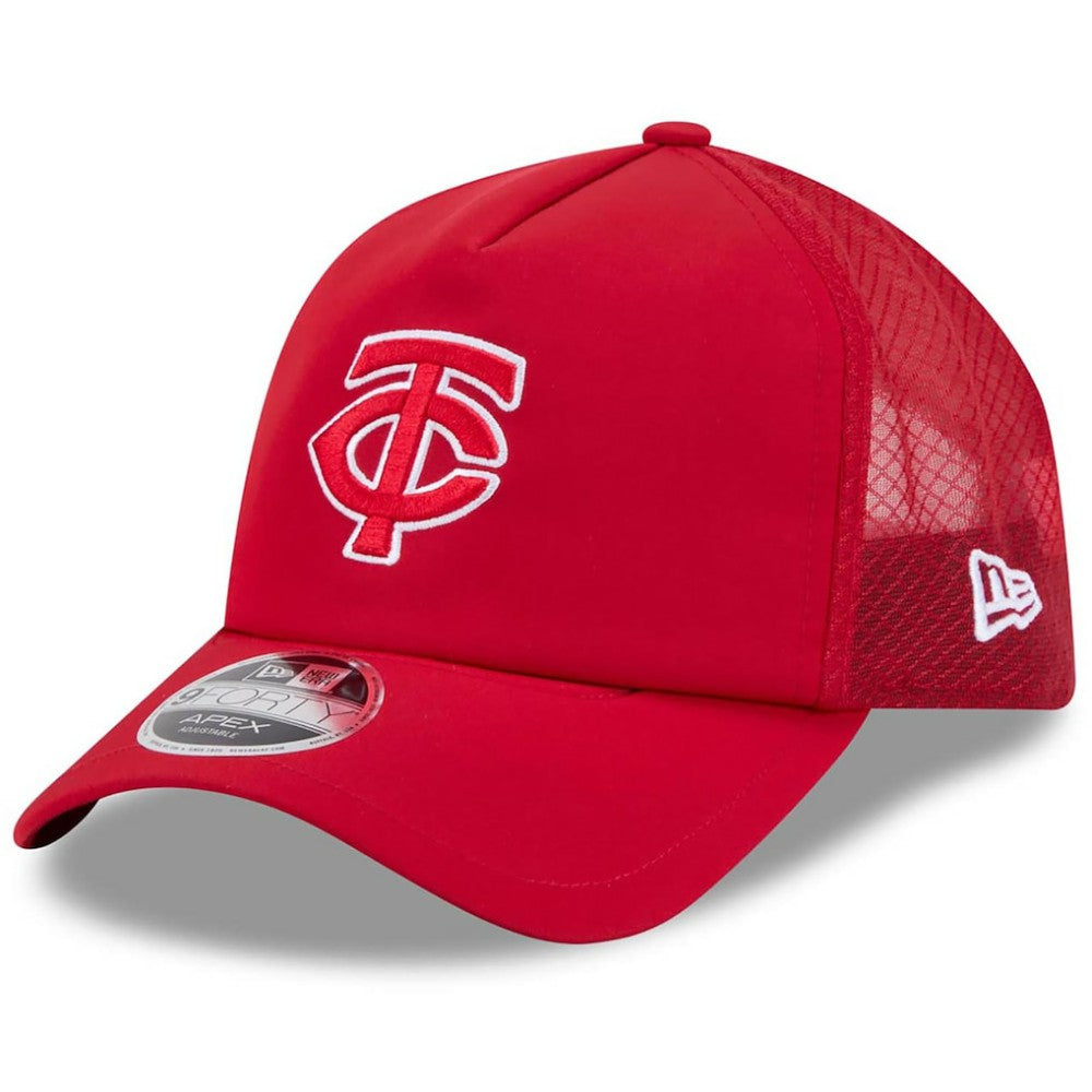 Minnesota Twins 2026 Batting Practice Apex 9FORTY Adjustable Trucker Hat Red | New Era