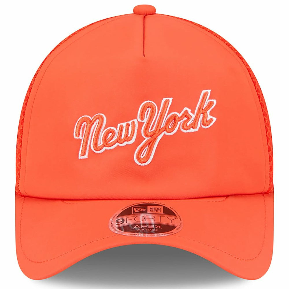 New York Mets 2026 Batting Practice Apex 9FORTY Adjustable Trucker Hat Orange | New Era