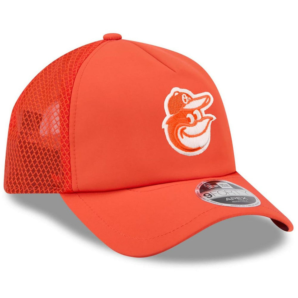 Baltimore Orioles 2026 Batting Practice Apex 9FORTY Adjustable Trucker Hat Orange | New Era