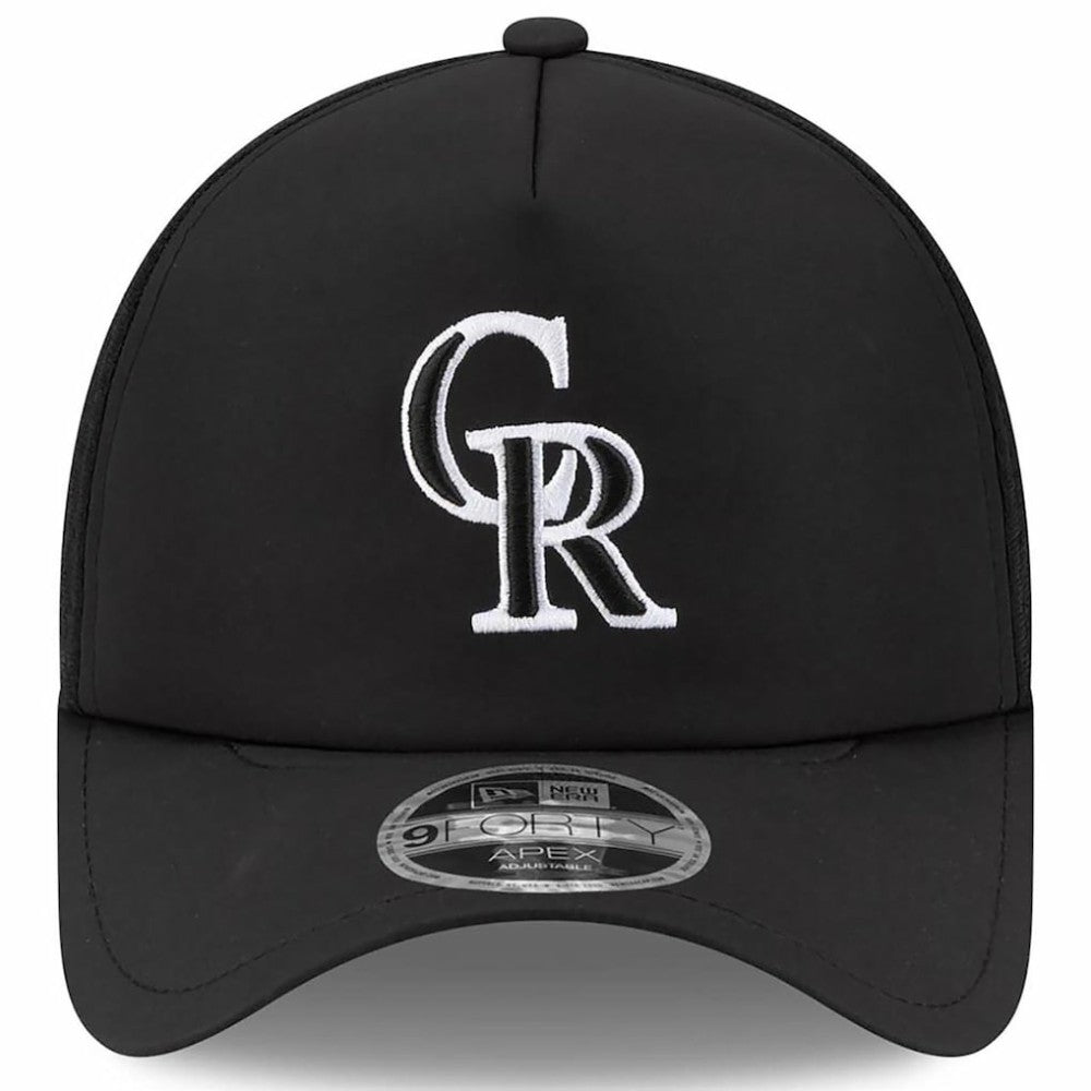 Colorado Rockies 2026 Batting Practice Apex 9FORTY Adjustable Trucker Hat Black | New Era