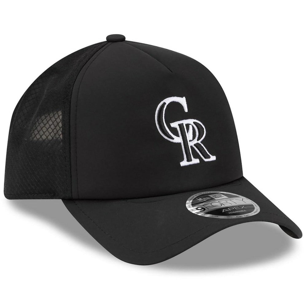 Colorado Rockies 2026 Batting Practice Apex 9FORTY Adjustable Trucker Hat Black | New Era