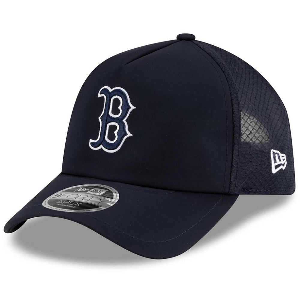 Boston Red Sox 2026 Batting Practice Apex 9FORTY Adjustable Trucker Hat Navy | New Era