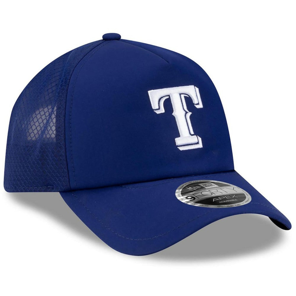 Texas Rangers 2026 Batting Practice Apex 9FORTY Adjustable Trucker Hat Royal | New Era