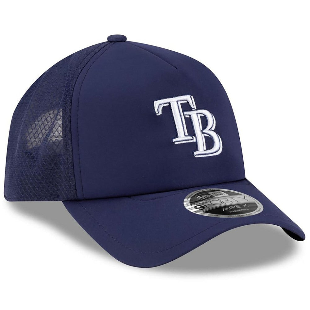 Tampa Bay Rays 2026 Batting Practice Apex 9FORTY Adjustable Trucker Hat Navy | New Era