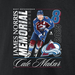 Cale Makar Colorado Avalanche 2025 Norris Trophy Winner T-Shirt Black