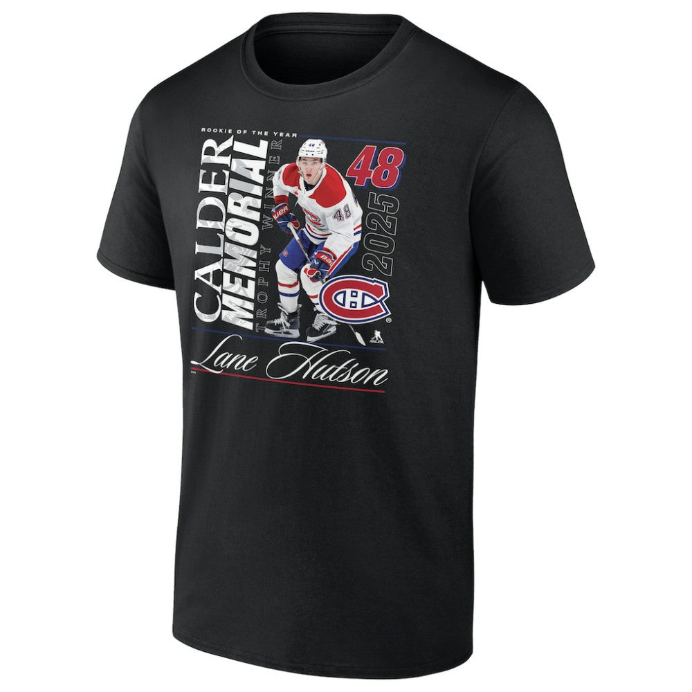 Lane Hutson Montreal Canadiens 2025 Calder Memorial Trophy Winner T-Shirt Black