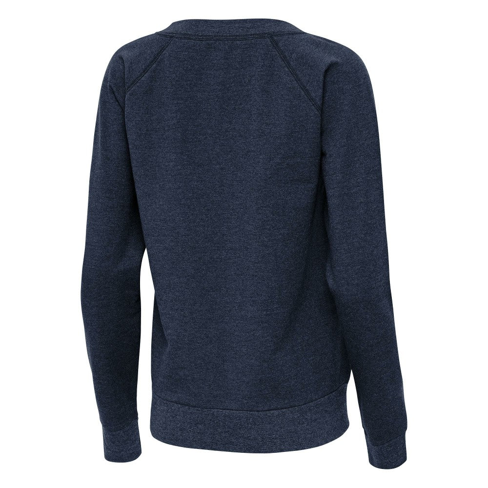 Milwaukee Brewers Antigua Women's Varsity Tri-Blend V-Neck Long Sleeve T-Shirt Heather Navy