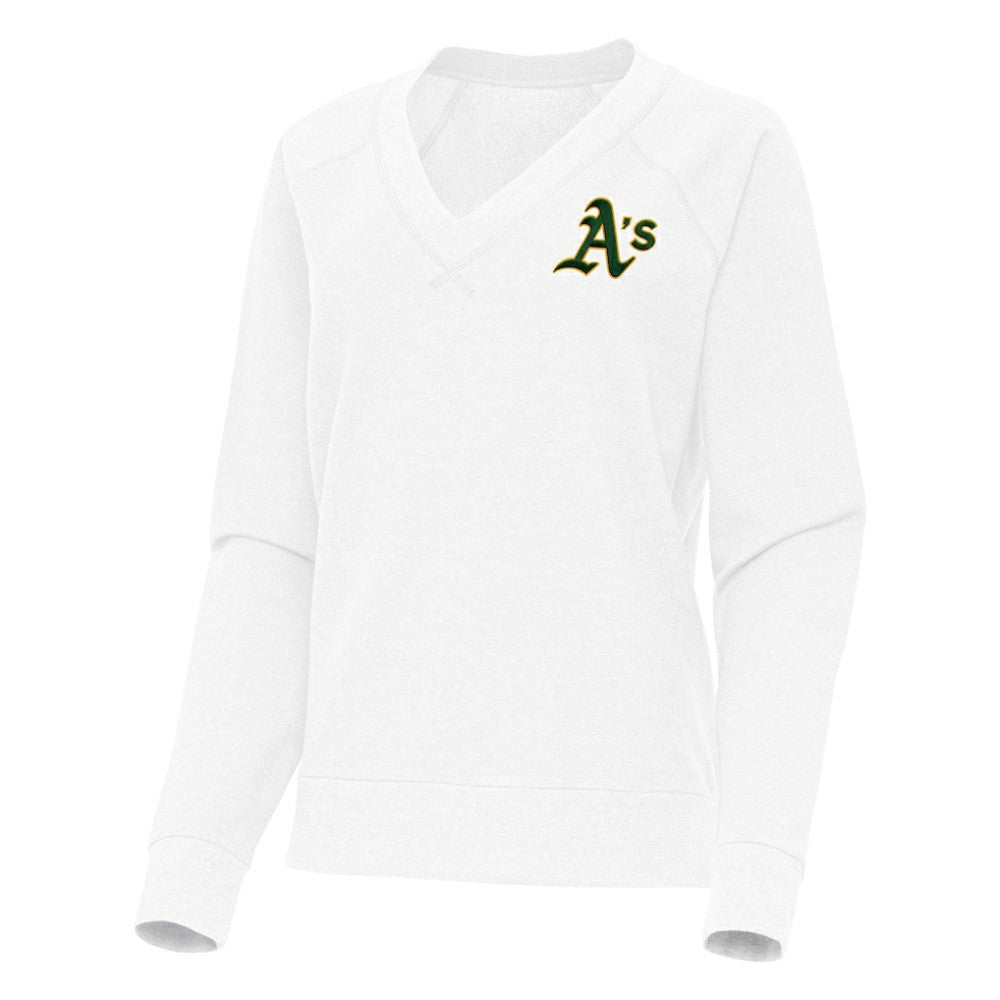 Athletics Antigua Women's Varsity Tri-Blend V-Neck Long Sleeve T-Shirt White