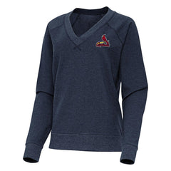 St. Louis Cardinals Antigua Women's Varsity Tri-Blend V-Neck Long Sleeve T-Shirt Heather Navy