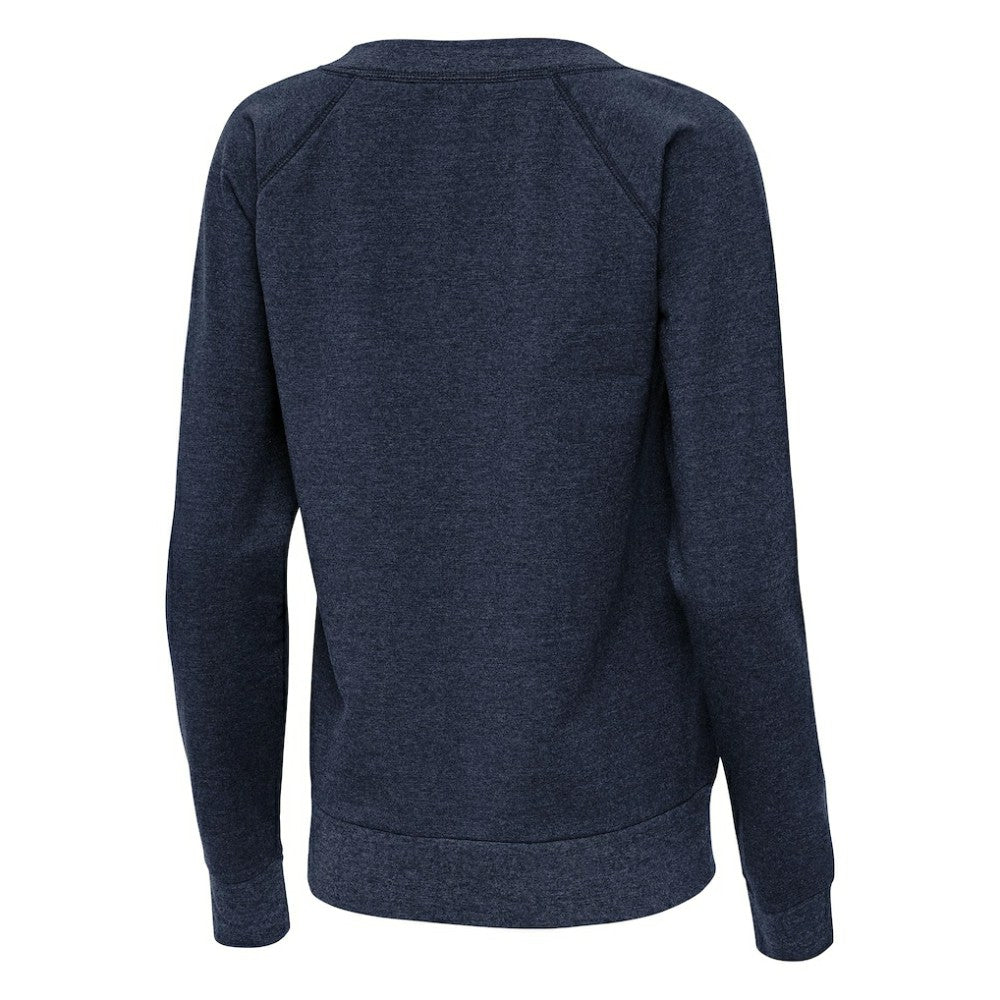 Seattle Mariners Antigua Women's Varsity Tri-Blend V-Neck Long Sleeve T-Shirt Heather Navy