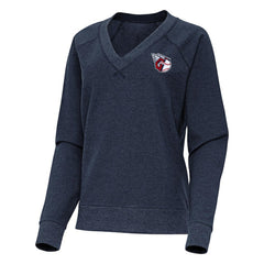 Cleveland Guardians Antigua Women's Varsity Tri-Blend V-Neck Long Sleeve T-Shirt Heather Navy