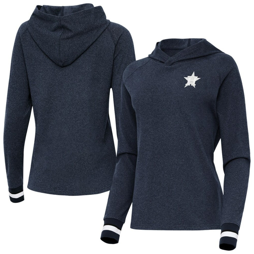 Houston Astros Antigua Women's Trek Pullover Hoodie Heather Navy