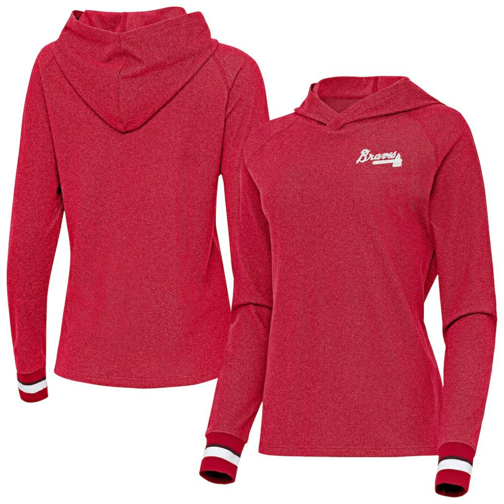 Atlanta Braves Antigua Women's Trek Pullover Hoodie Red