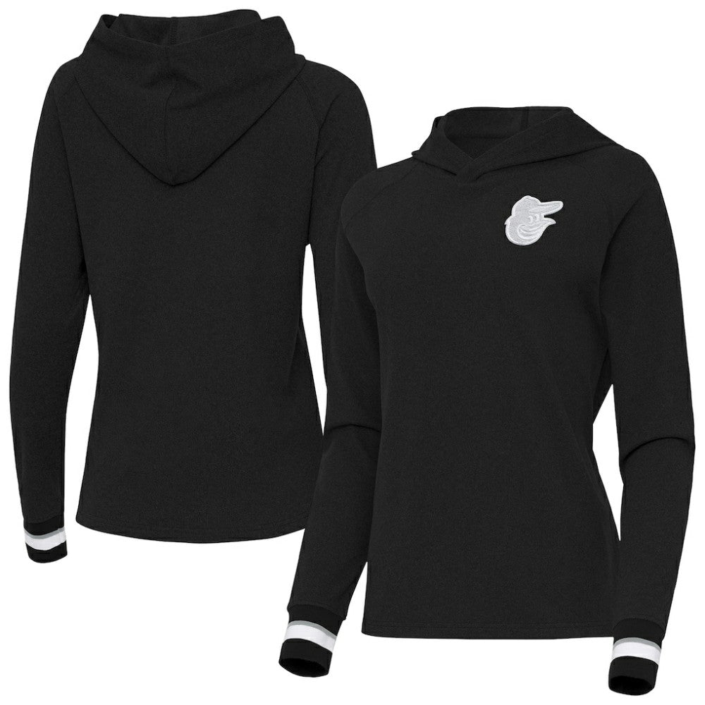Baltimore Orioles Antigua Women's Trek Pullover Hoodie Black