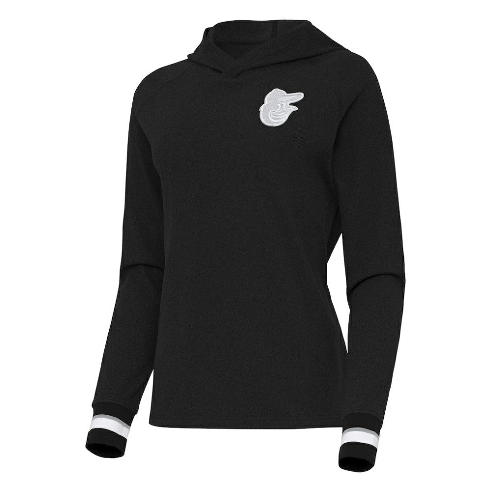 Baltimore Orioles Antigua Women's Trek Pullover Hoodie Black