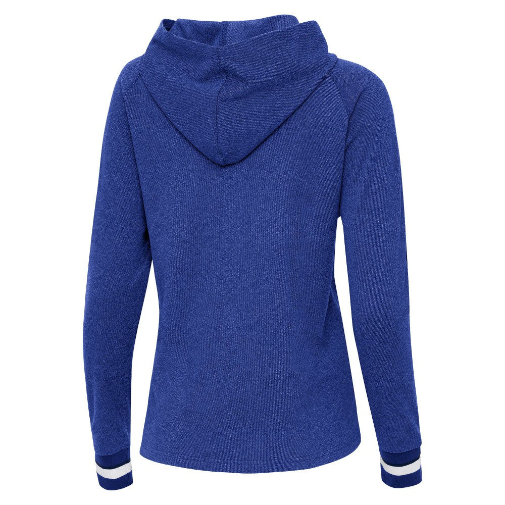 New York Mets Antigua Women's Trek Pullover Hoodie Heather Royal