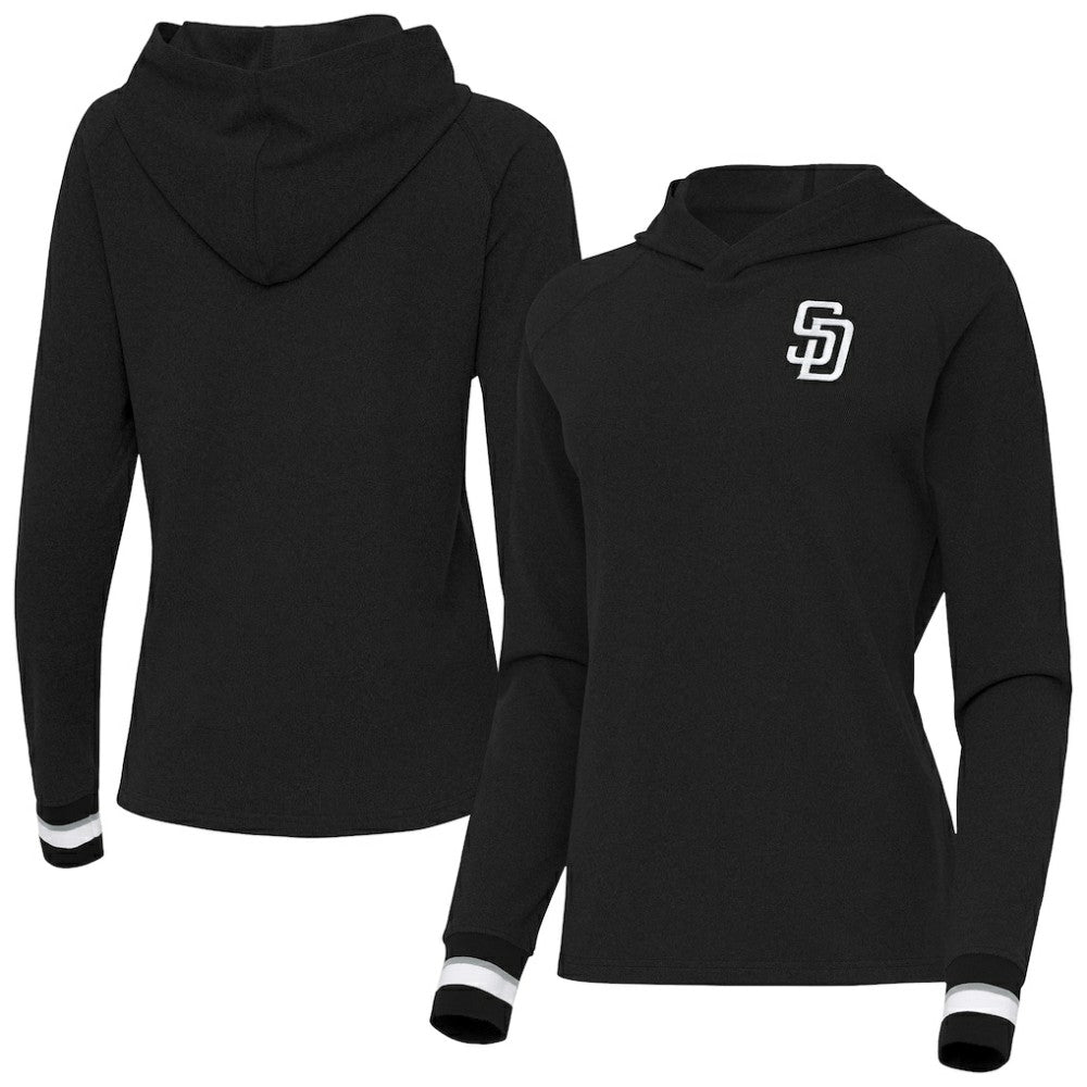 San Diego Padres Antigua Women's Trek Pullover Hoodie Black