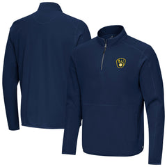 Milwaukee Brewers Antigua Step Up Quarter-Zip Pullover Navy