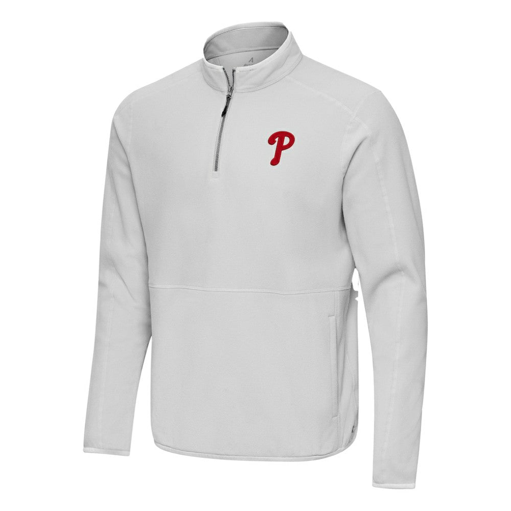 Philadelphia Phillies Antigua Step Up Quarter-Zip Pullover Gray