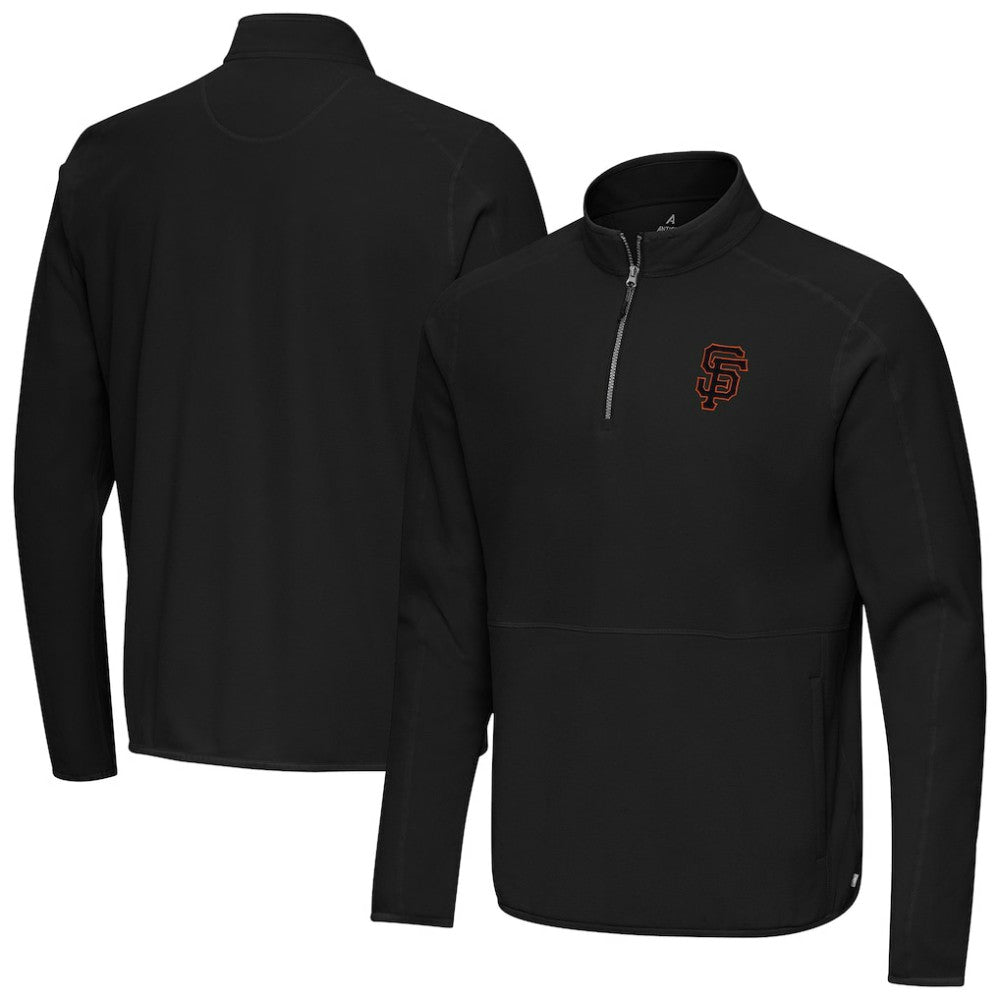 San Francisco Giants Antigua Step Up Quarter-Zip Pullover Black