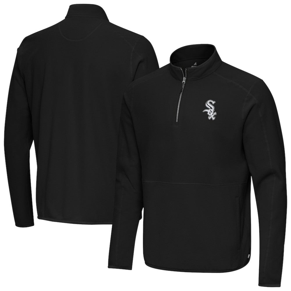 Chicago White Sox Antigua Step Up Quarter-Zip Pullover Black