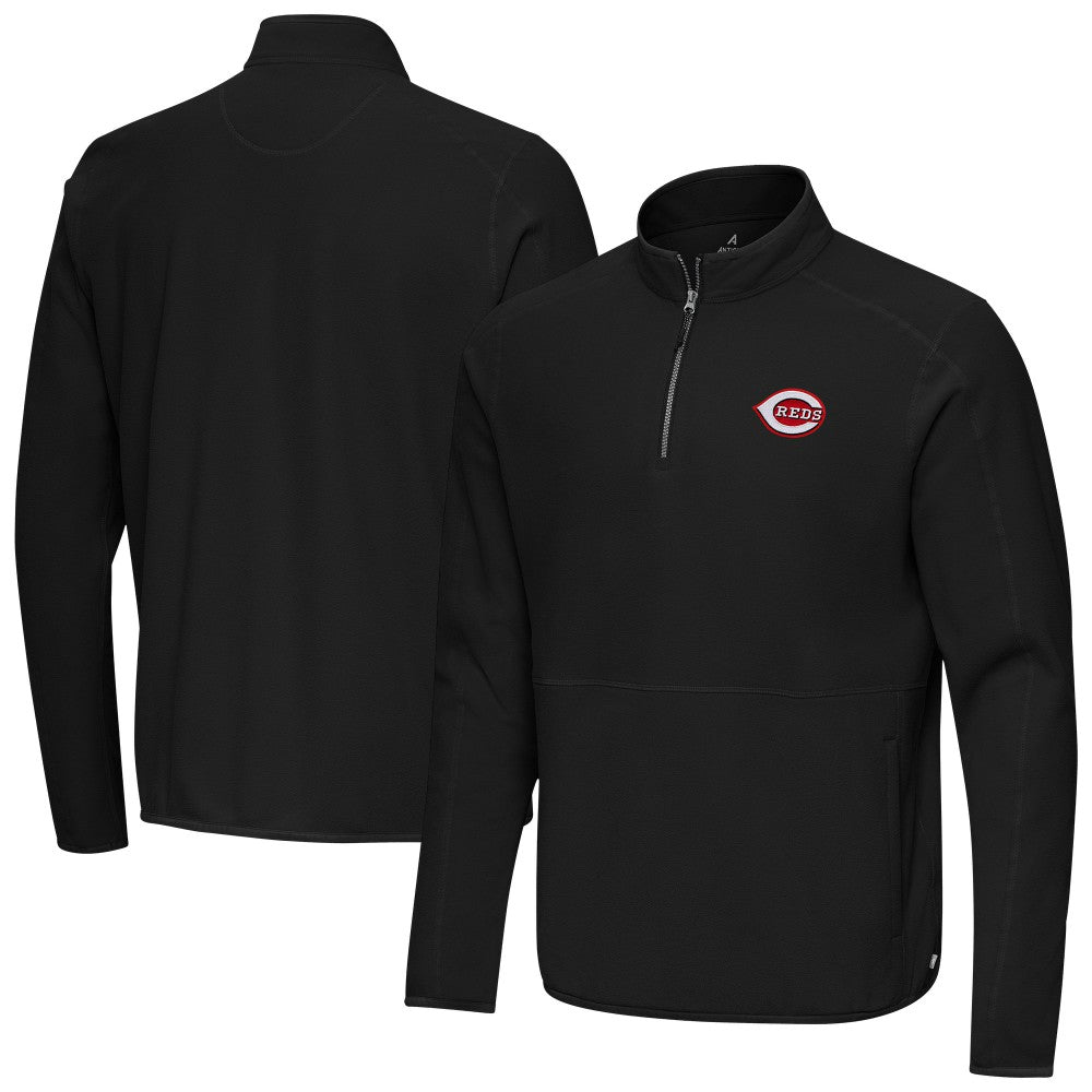 Cincinnati Reds Antigua Step Up Quarter-Zip Pullover Black