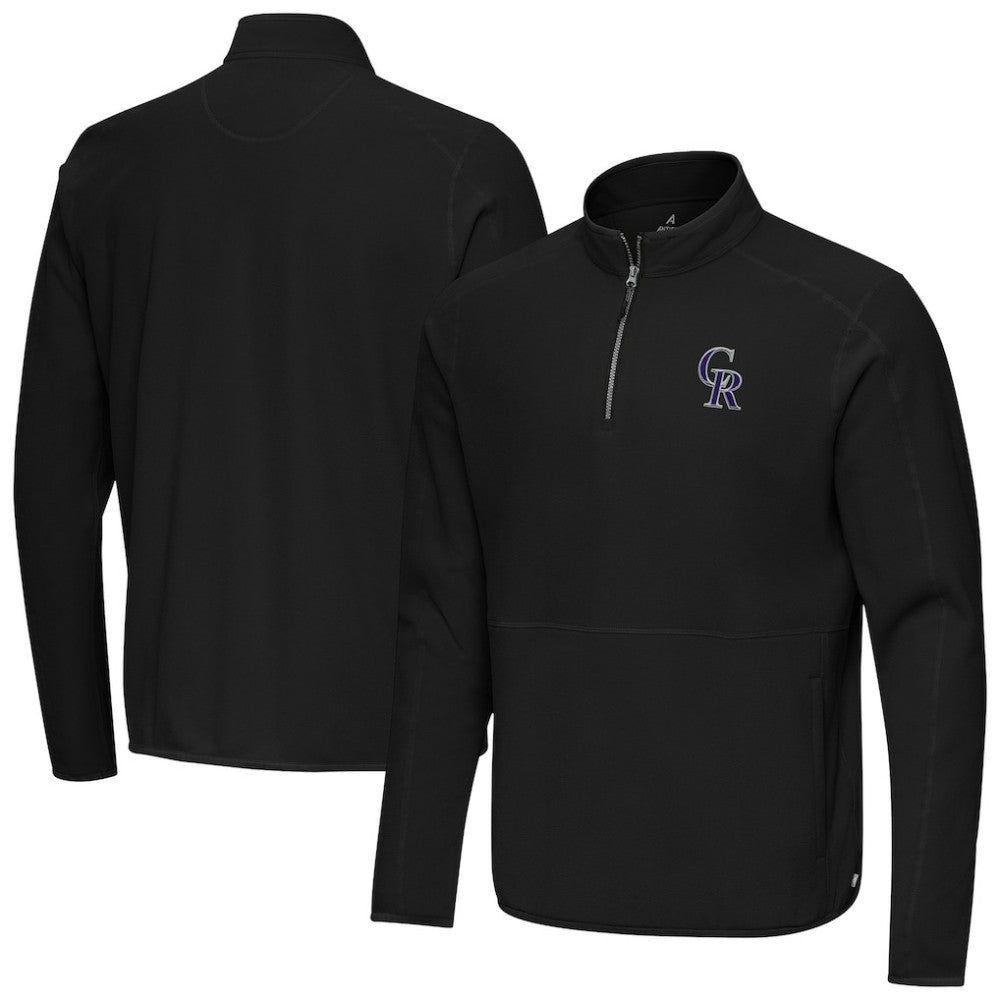 Colorado Rockies Antigua Step Up Quarter-Zip Pullover Black