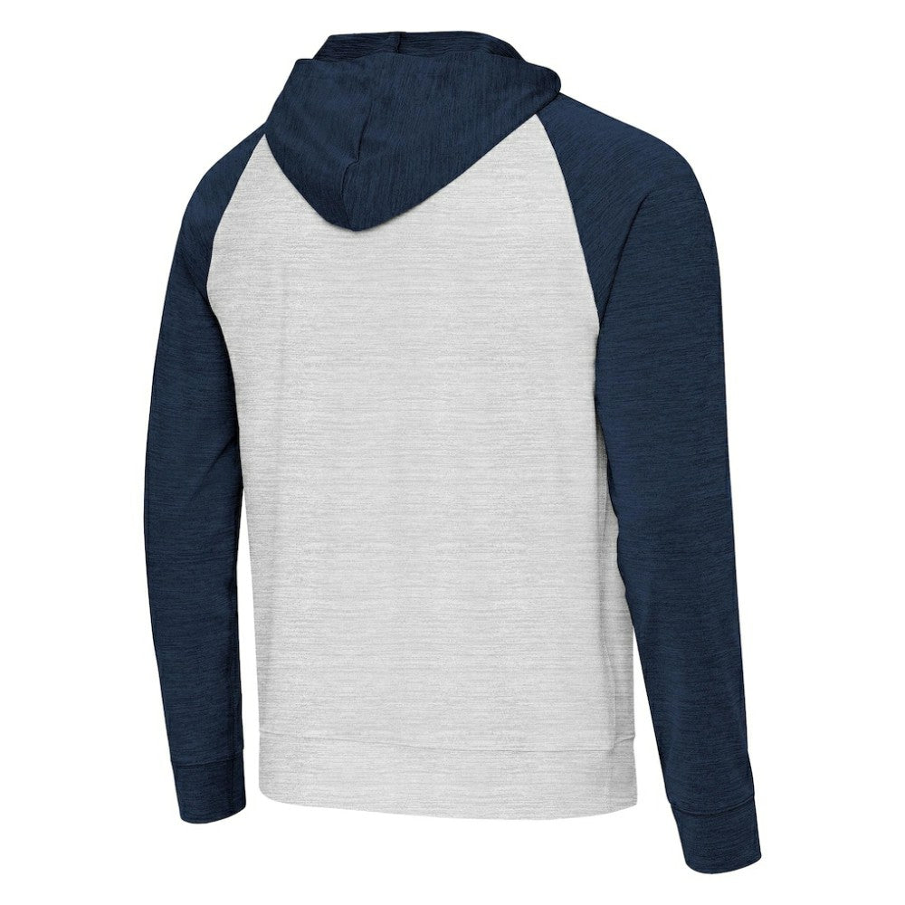 Milwaukee Brewers Antigua Urgent Pullover Hoodie Heather Navy/Gray